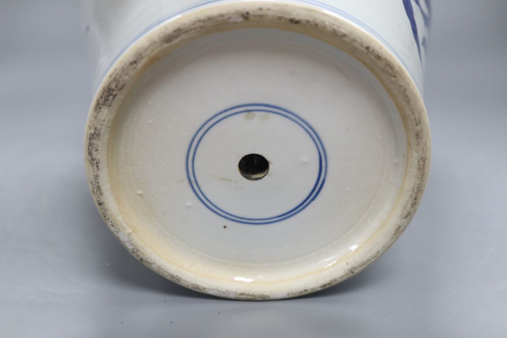 A Chinese blue and white nine peach meiping, drill hole to base, height 37cm